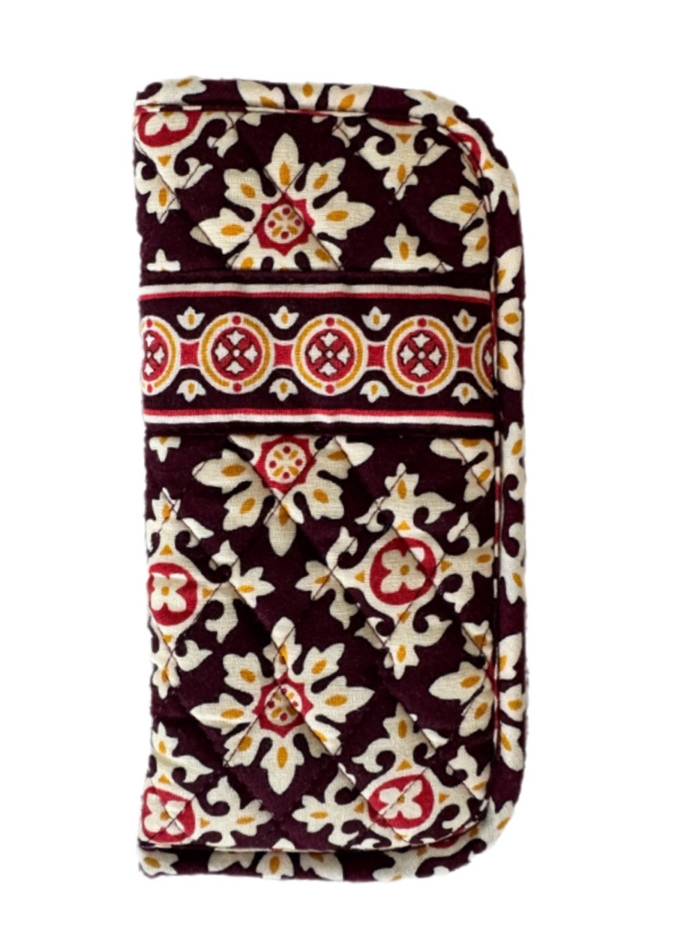 Vera Bradley Medallion 100% Cotton Eye Glasses Quilted Case Burgundy and Red